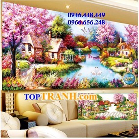 Tranh gắn đá ngôi nhà hạnh phúc